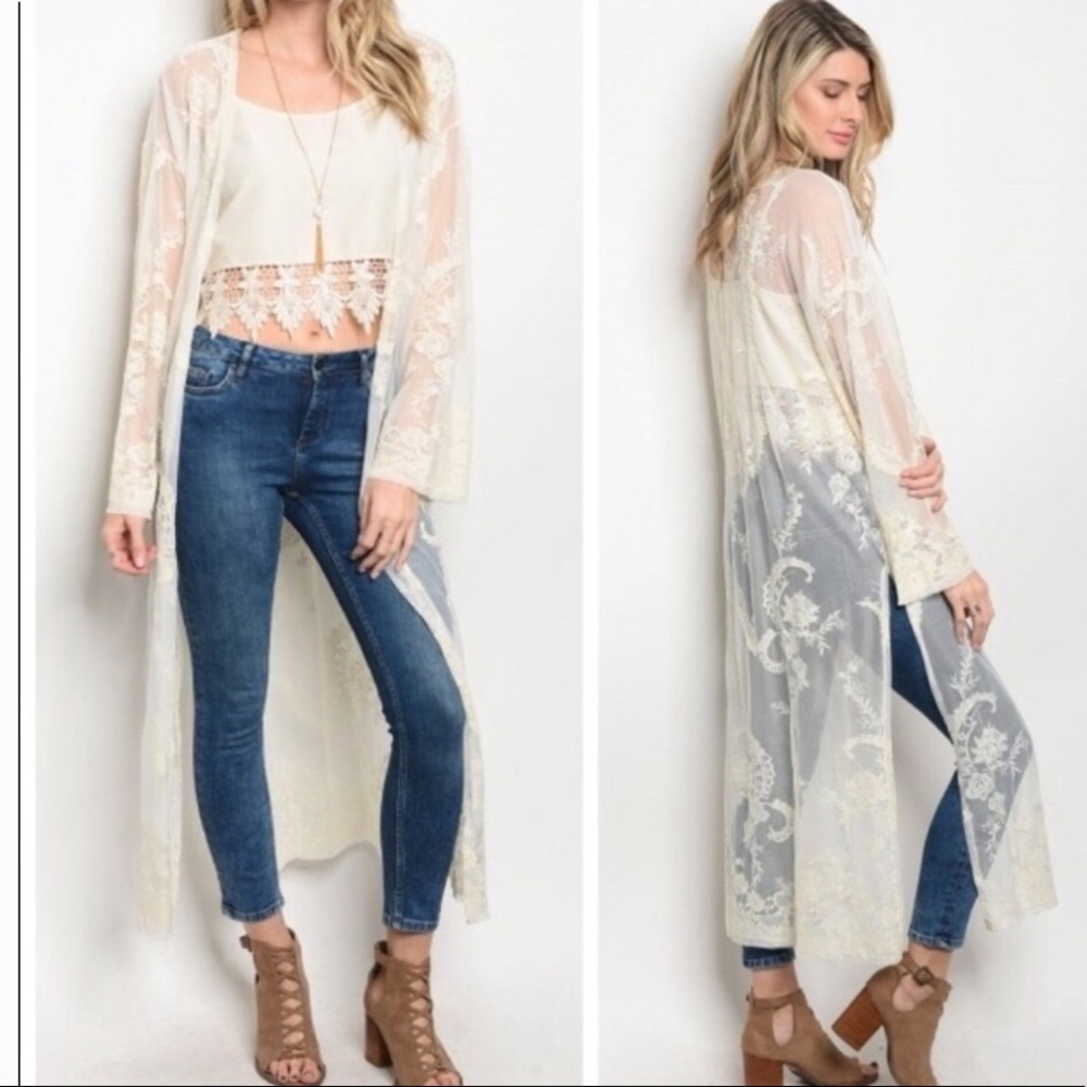 Beautiful Long Lace Kimono - Picture 6 of 6